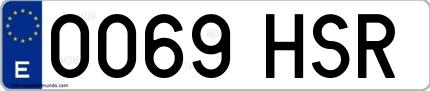 Ejemplo de matrícula española 0069 HSR