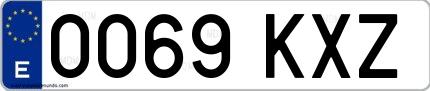 Ejemplo de matrícula española 0069 KXZ