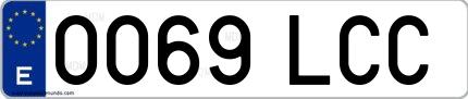 Ejemplo de matrícula española 0069 LCC