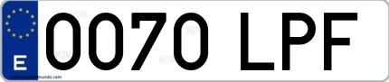 Ejemplo de matrícula española 0070 LPF