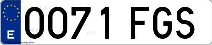 Ejemplo de matrícula española 0071 FGS