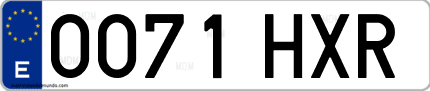 Ejemplo de matrícula de coche ordinaria 0071 HXR