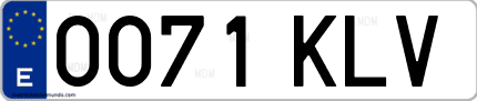 Ejemplo de matrícula de coche ordinaria 0071 KLV