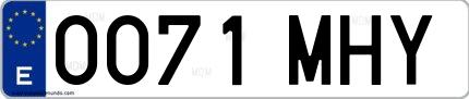Ejemplo de matrícula española 0071 MHY