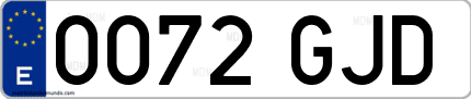 Ejemplo de matrícula de coche ordinaria 0072 GJD