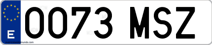 Ejemplo de matrícula de coche ordinaria 0073 MSZ