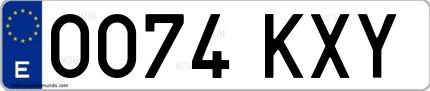 Ejemplo de matrícula española 0074 KXY