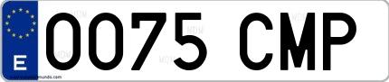 Ejemplo de matrícula española 0075 CMP
