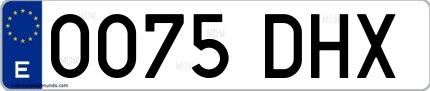 Ejemplo de matrícula española 0075 DHX