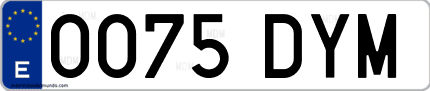 Ejemplo de matrícula de coche ordinaria 0075 DYM