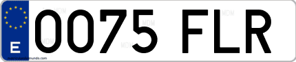 Ejemplo de matrícula de coche ordinaria 0075 FLR