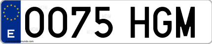 Ejemplo de matrícula de coche ordinaria 0075 HGM