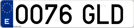 Ejemplo de matrícula de coche ordinaria 0076 GLD