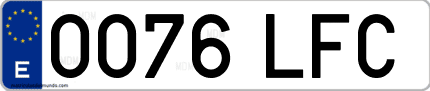 Ejemplo de matrícula de coche ordinaria 0076 LFC