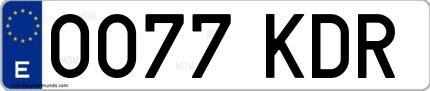 Ejemplo de matrícula española 0077 KDR