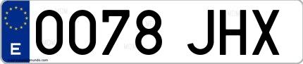 Ejemplo de matrícula de coche ordinaria 0078 JHX