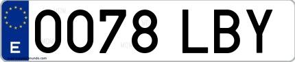Ejemplo de matrícula española 0078 LBY