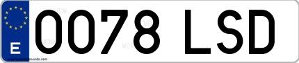 Ejemplo de matrícula española 0078 LSD