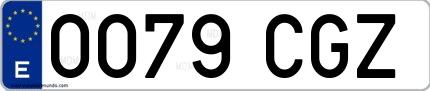 Ejemplo de matrícula española 0079 CGZ