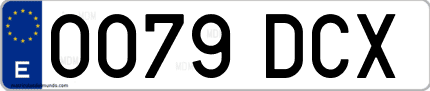 Ejemplo de matrícula de coche ordinaria 0079 DCX