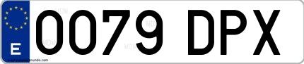 Ejemplo de matrícula española 0079 DPX
