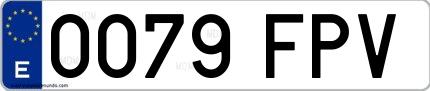 Ejemplo de matrícula de coche ordinaria 0079 FPV