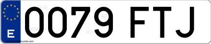 Ejemplo de matrícula española 0079 FTJ