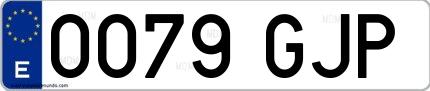Ejemplo de matrícula española 0079 GJP
