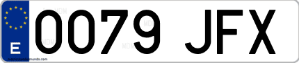 Ejemplo de matrícula de coche ordinaria 0079 JFX