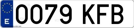 Ejemplo de matrícula española 0079 KFB