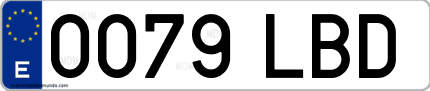 Ejemplo de matrícula de coche ordinaria 0079 LBD