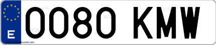 Ejemplo de matrícula de coche ordinaria 0080 KMW