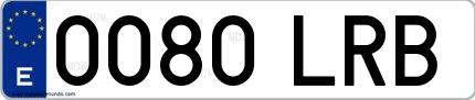 Ejemplo de matrícula española 0080 LRB