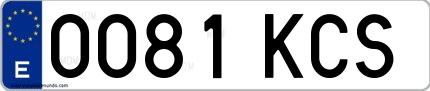 Ejemplo de matrícula española 0081 KCS