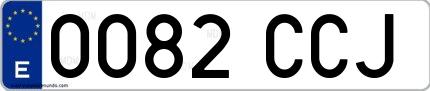 Ejemplo de matrícula española 0082 CCJ
