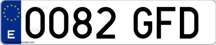 Ejemplo de matrícula de coche ordinaria 0082 GFD