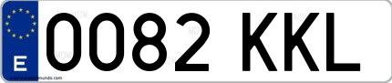 Ejemplo de matrícula española 0082 KKL