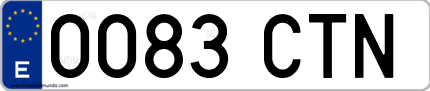 Ejemplo de matrícula de coche ordinaria 0083 CTN