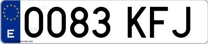 Ejemplo de matrícula española 0083 KFJ