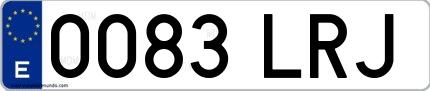 Ejemplo de matrícula española 0083 LRJ