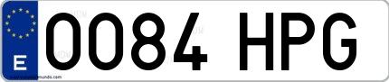 Ejemplo de matrícula española 0084 HPG