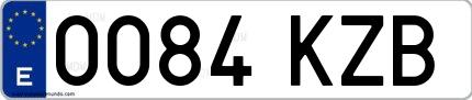 Ejemplo de matrícula española 0084 KZB