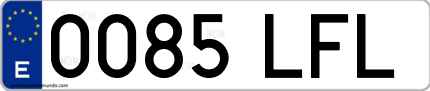 Ejemplo de matrícula de coche ordinaria 0085 LFL