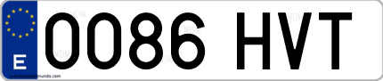 Ejemplo de matrícula de coche ordinaria 0086 HVT