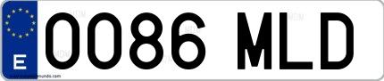 Ejemplo de matrícula española 0086 MLD