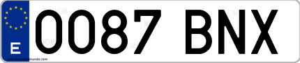 Ejemplo de matrícula de coche ordinaria 0087 BNX