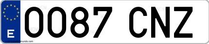 Ejemplo de matrícula española 0087 CNZ