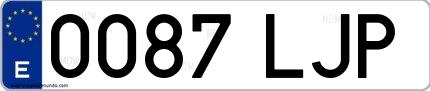 Ejemplo de matrícula española 0087 LJP