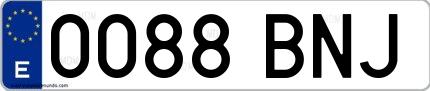 Ejemplo de matrícula española 0088 BNJ