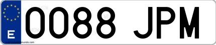 Ejemplo de matrícula española 0088 JPM